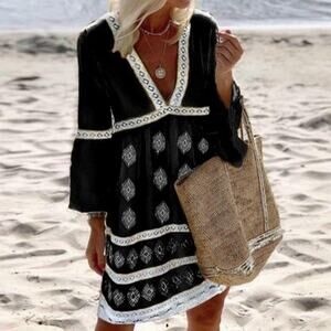 NWT Boho Relaxed fit V Neck Mini Dress